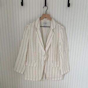Halston Striped Cream Blazer Size Small